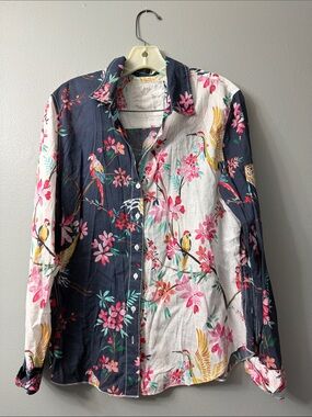 Cino for Sundance floral bird pattern button-down shirt large